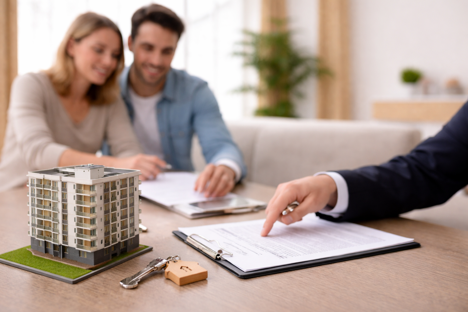 Couple sur le point de signer un contrat immobilier